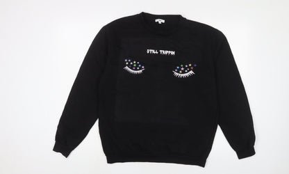 RAD. Womens Black Cotton Pullover Sweatshirt Size L Pullover