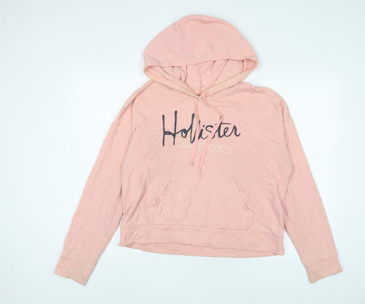 Hollister Womens Pink Cotton Pullover Hoodie Size L Pullover