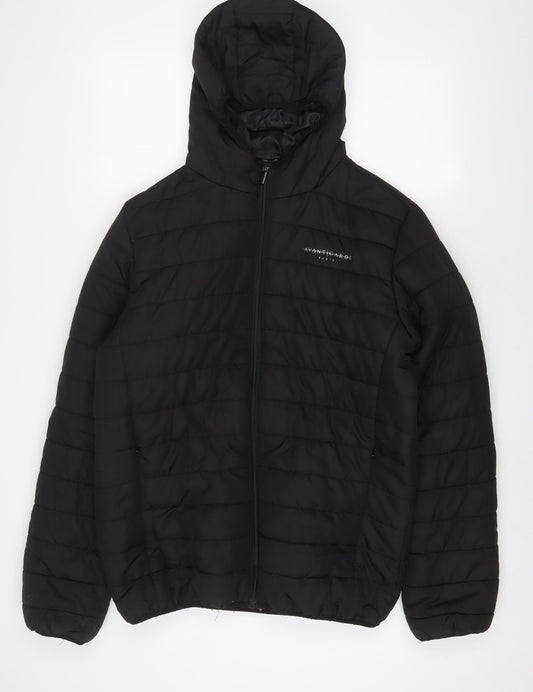 Avant Garde Mens Black Puffer Jacket Jacket Size L Zip