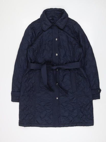 Womens UK Size M Lands' End Blue Quilted Coat