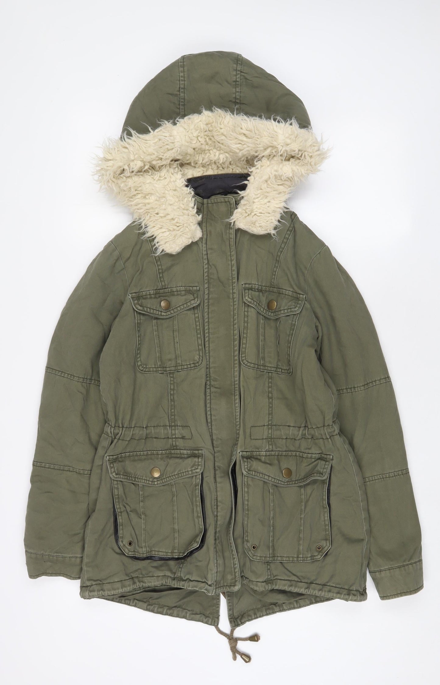 Womens UK Size 8 New Look Green Parka Coat
