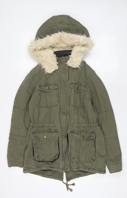 Womens UK Size 8 New Look Green Parka Coat