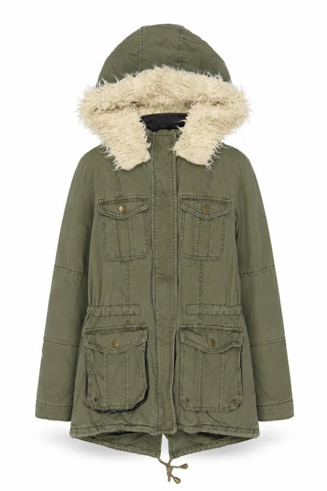 Womens UK Size 8 New Look Green Parka Coat