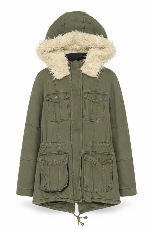 Womens UK Size 8 New Look Green Parka Coat