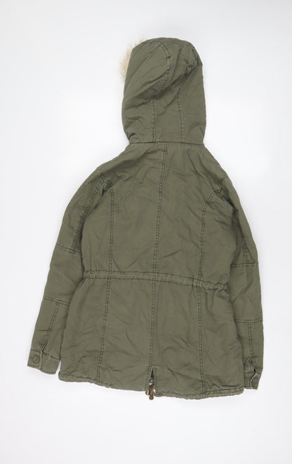 Womens UK Size 8 New Look Green Parka Coat