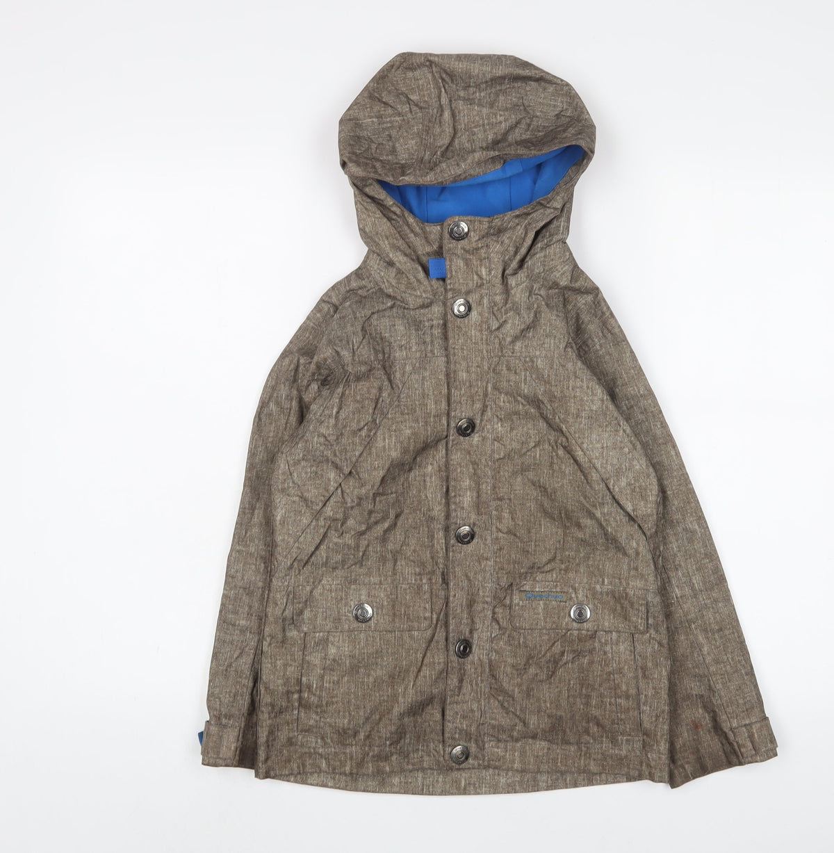 Additional front view of Decathlon boys’ green jacket coat, size 8, years zip