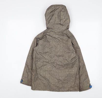 Back view of Decathlon boys’ green jacket coat, size 8, years zip