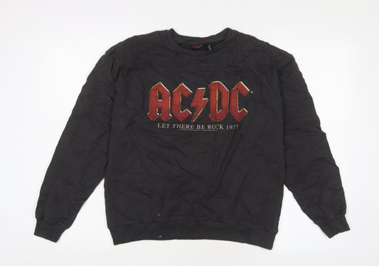 Additional front view of acdc women’s grey cotton pullover sweatshirt, size UK 10, pullover