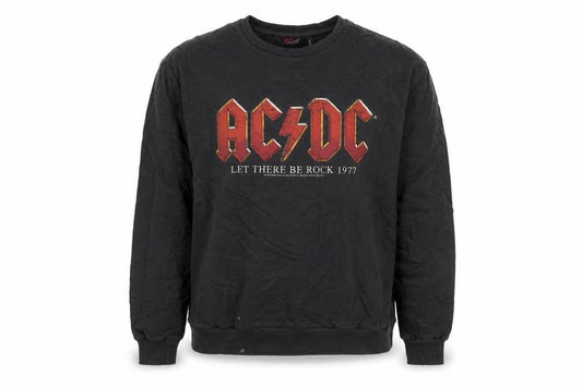 Front view of acdc women’s grey cotton pullover sweatshirt, size UK 10, pullover