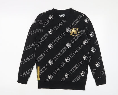 NERF Boys Black Geometric Cotton Pullover Sweatshirt Size 11-12 Years Pullover