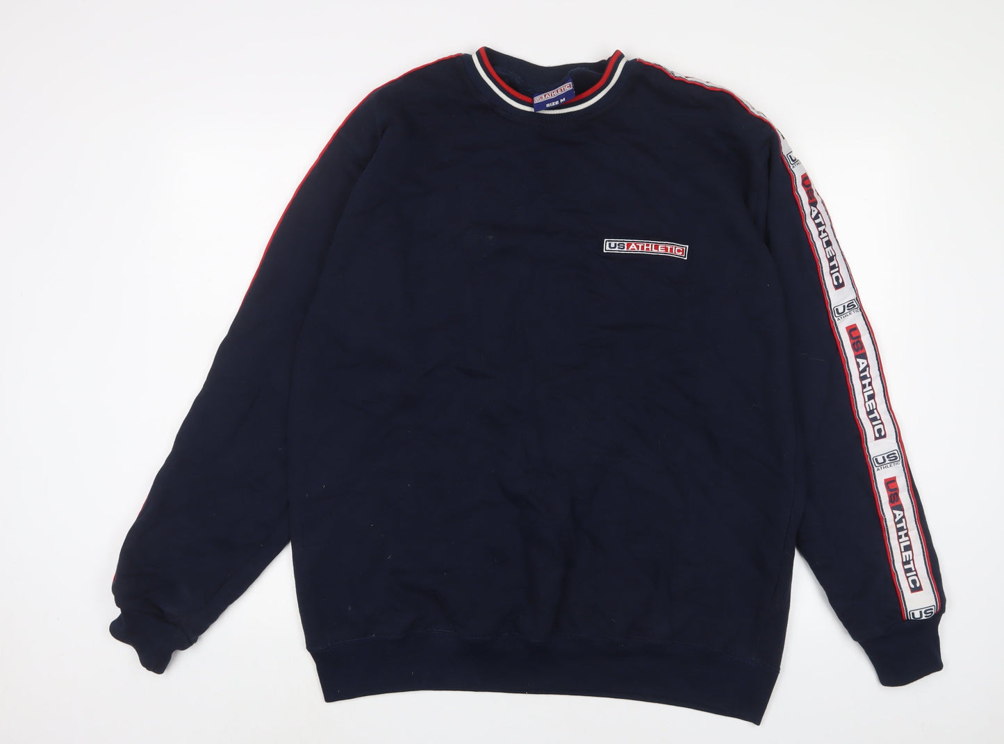 US Athletic Mens Blue Cotton Pullover Sweatshirt Size M - Logo, Embroidered