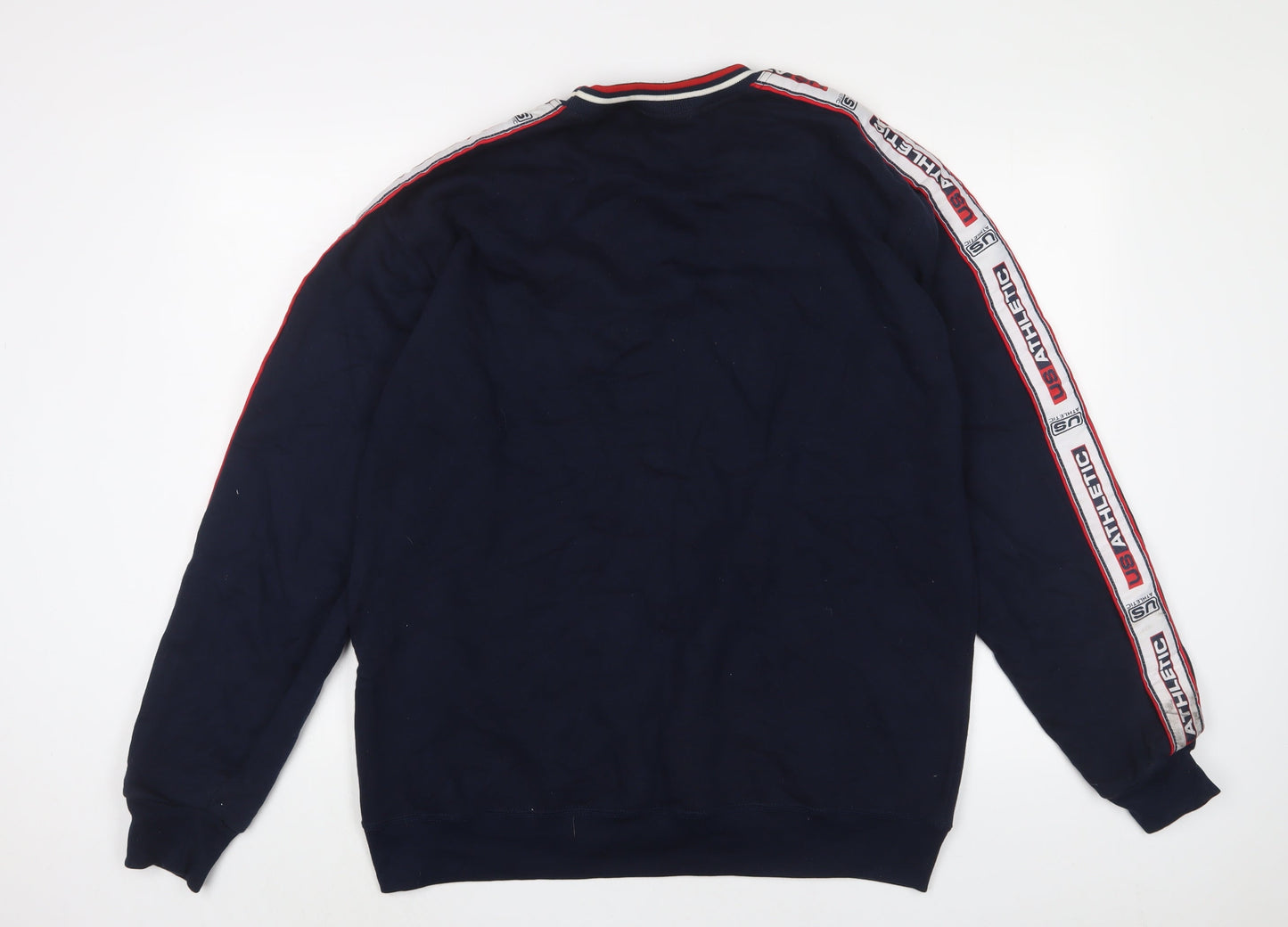 US Athletic Mens Blue Cotton Pullover Sweatshirt Size M - Logo, Embroidered