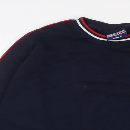 US Athletic Mens Blue Cotton Pullover Sweatshirt Size M - Logo, Embroidered
