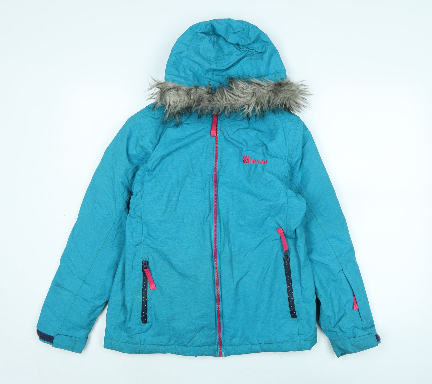 The Edge Girls Blue Quilted Coat Size 11 Years Zip - Logo