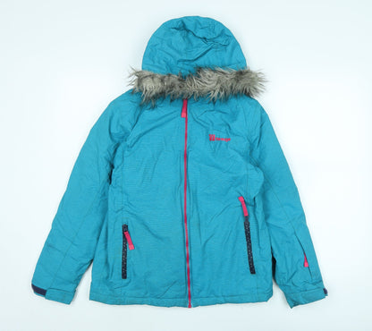 The Edge Girls Blue Quilted Coat Size 11 Years Zip - Logo