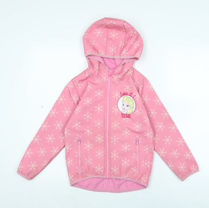 Disney Girls Pink Rain Coat Coat Size 8 Years Zip - ELSA