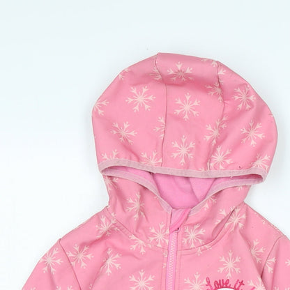 Disney Girls Pink Rain Coat Coat Size 8 Years Zip - ELSA