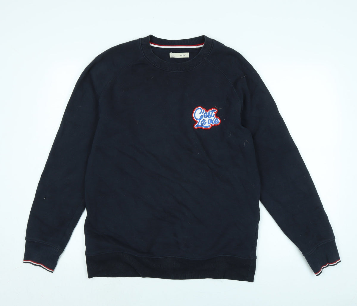 celio* Womens Blue Cotton Pullover Sweatshirt Size M - C'est La vie