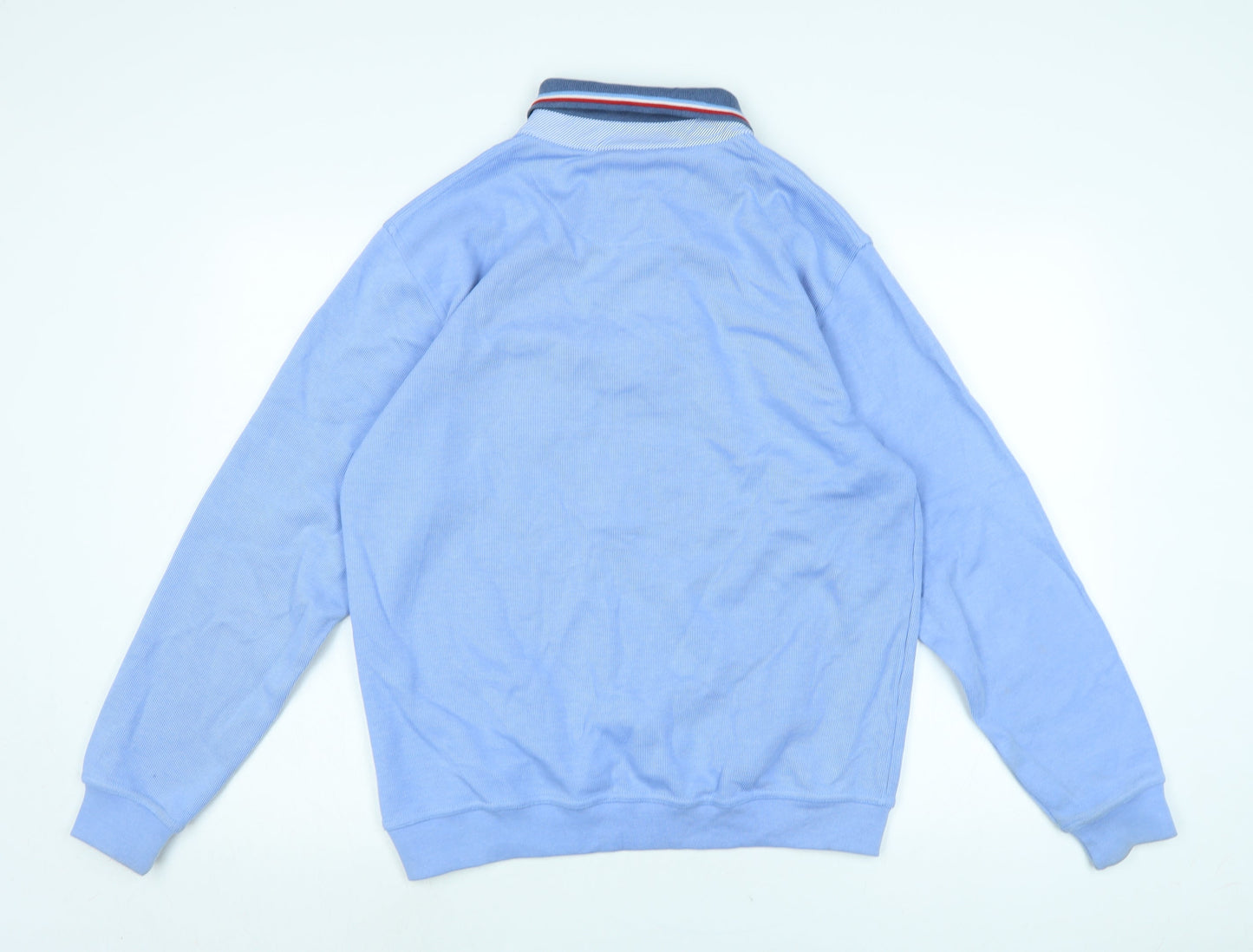 Yach Collection Mens Blue Cotton Polo Size L Collared Button - Logo