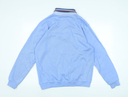 Yach Collection Mens Blue Cotton Polo Size L Collared Button - Logo