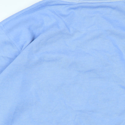 Yach Collection Mens Blue Cotton Polo Size L Collared Button - Logo