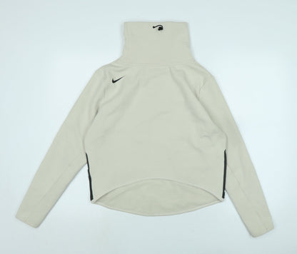 Nike Womens Black Polyester Pullover Sweatshirt Size S Drawstring - Logo