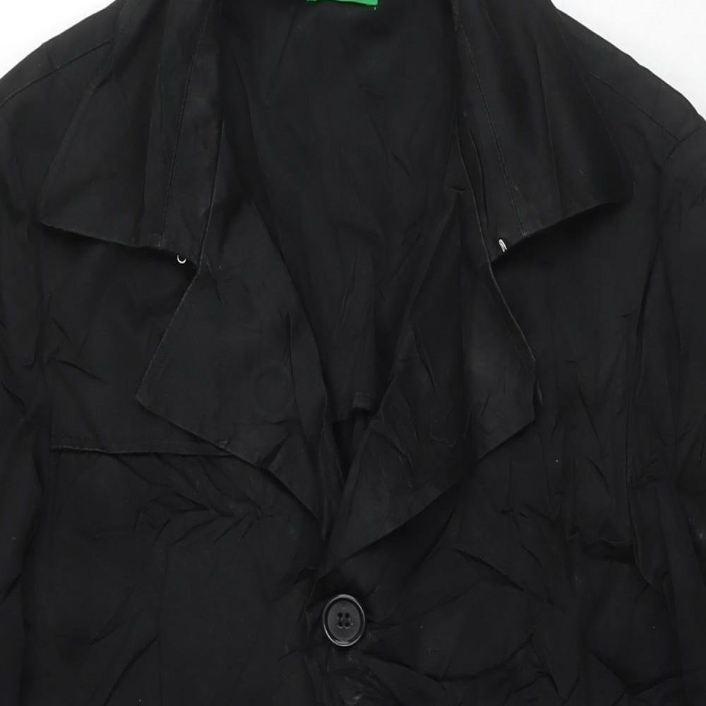 Womens UK Size 10 United Colors of Benetton Black Trench Coat