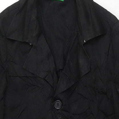 Womens UK Size 10 United Colors of Benetton Black Trench Coat