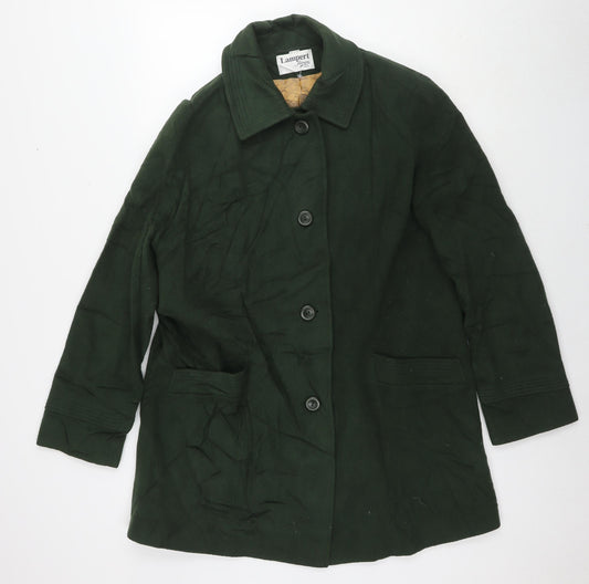 Lampert Womens Green Overcoat Coat Size 16 Button