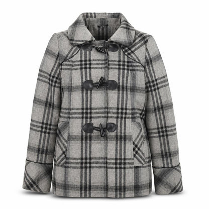 Savier Womens Grey Check Overcoat Coat Size 14 Snap