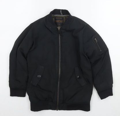 Additional front view of Next boys’ black jacket, size 6, years zip