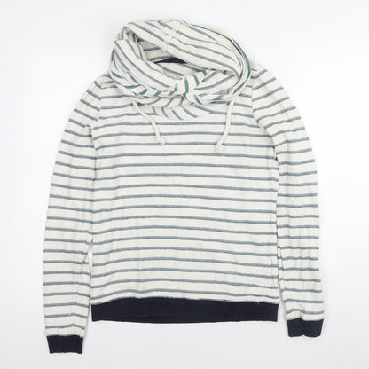 Anti Blue Womens White Striped Cotton Pullover Sweatshirt Size S Pullover