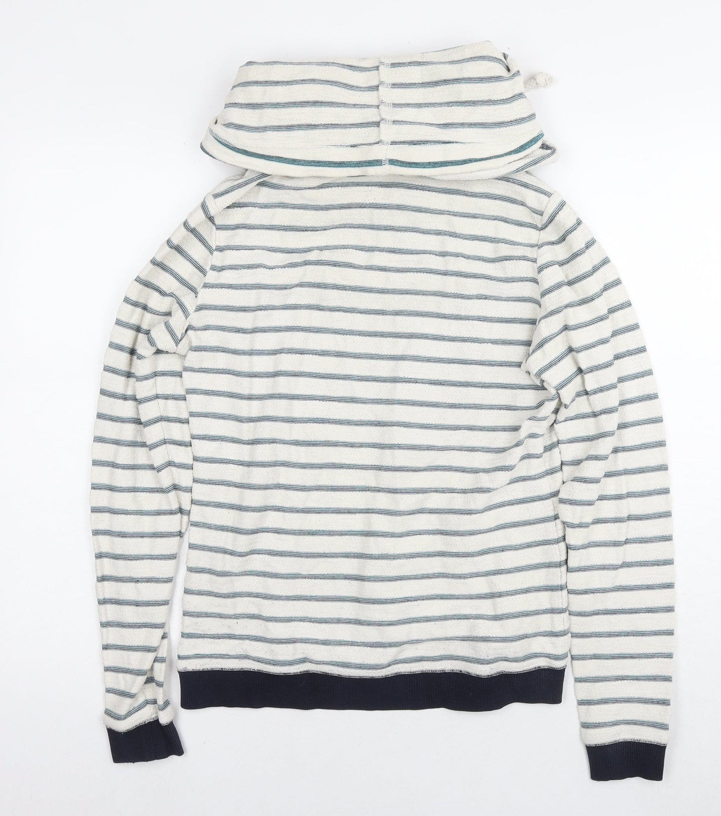 Anti Blue Womens White Striped Cotton Pullover Sweatshirt Size S Pullover