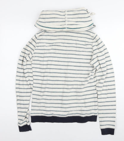Anti Blue Womens White Striped Cotton Pullover Sweatshirt Size S Pullover