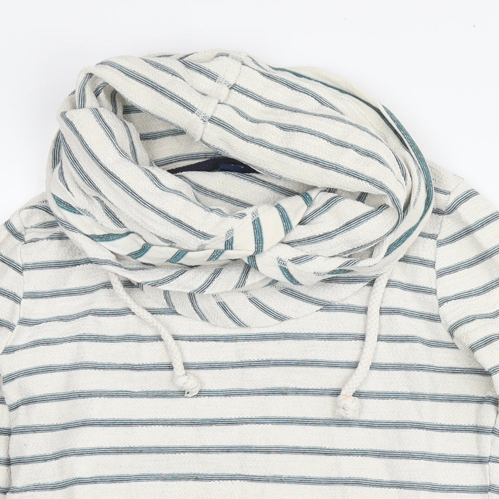 Anti Blue Womens White Striped Cotton Pullover Sweatshirt Size S Pullover