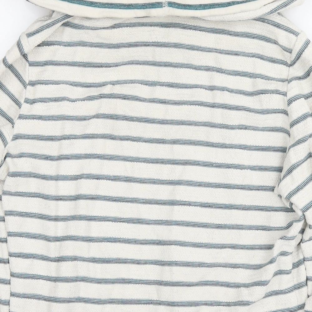 Anti Blue Womens White Striped Cotton Pullover Sweatshirt Size S Pullover