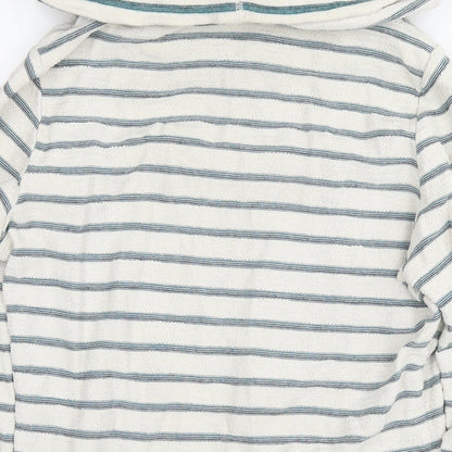 Anti Blue Womens White Striped Cotton Pullover Sweatshirt Size S Pullover