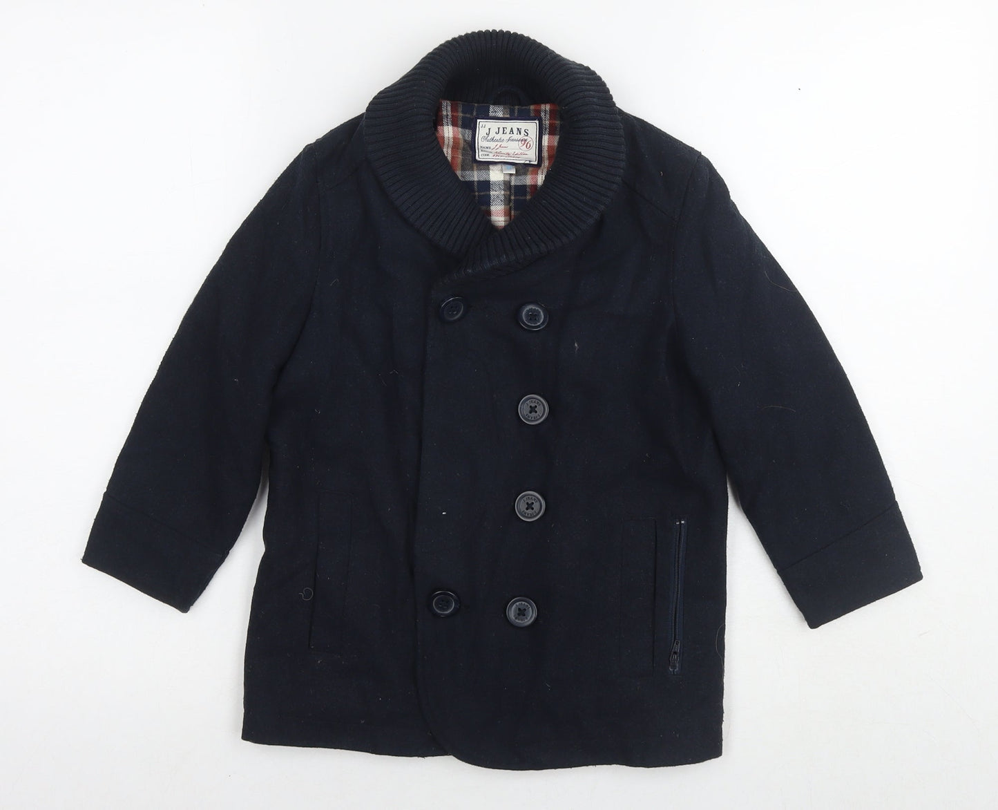 J Jeans Boys Blue Pea Coat Coat Size 5 Years Button