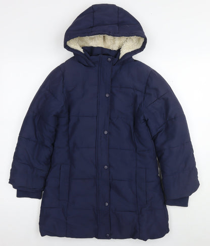 John Lewis Girls Blue Parka Coat Size 10 Years Zip