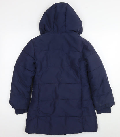 John Lewis Girls Blue Parka Coat Size 10 Years Zip
