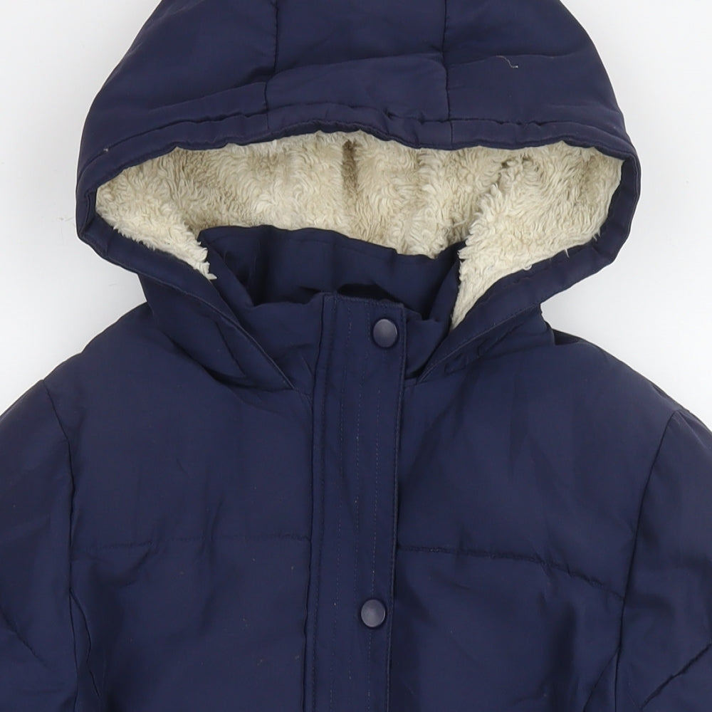 John Lewis Girls Blue Parka Coat Size 10 Years Zip