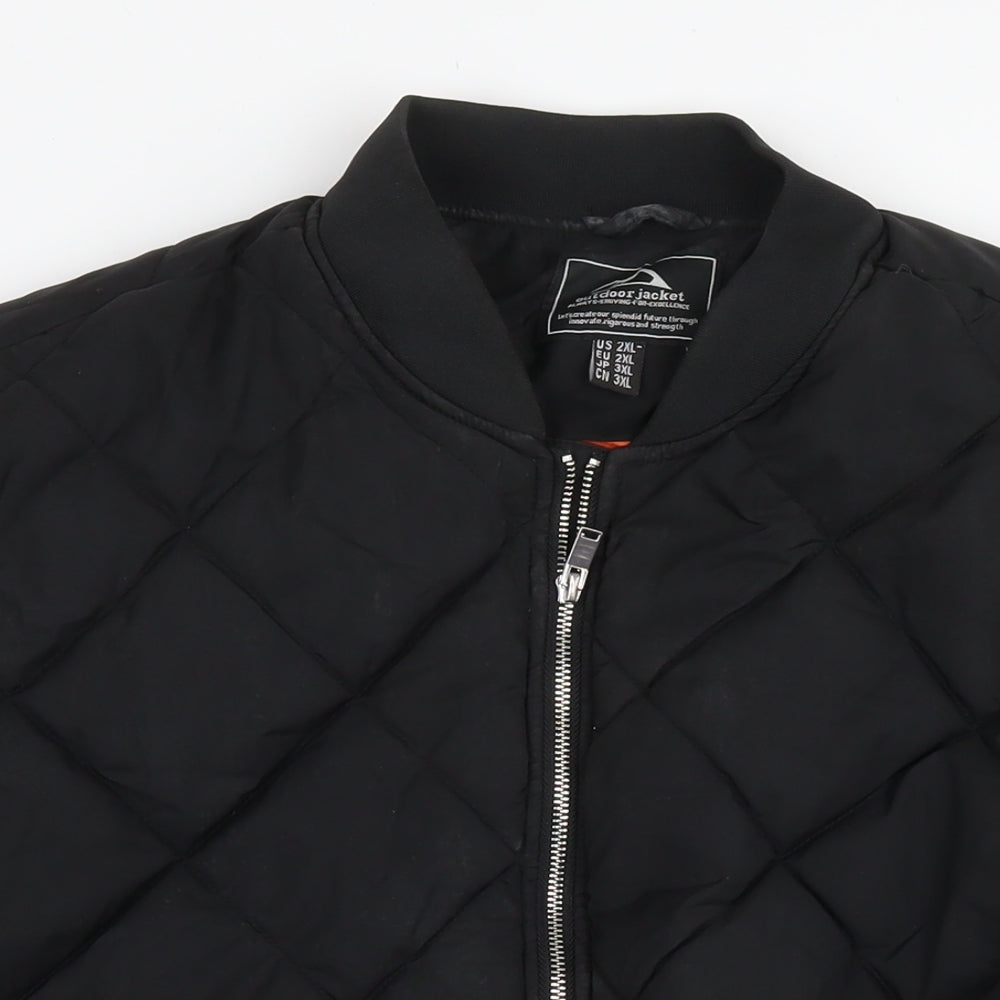 Mens UK Size 2XL Outdoor Black Quilted Coat