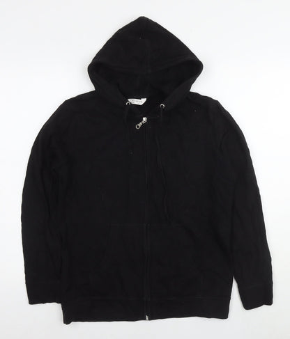 B6 Sport Womens Black Cotton Full Zip Hoodie Size 12 Zip