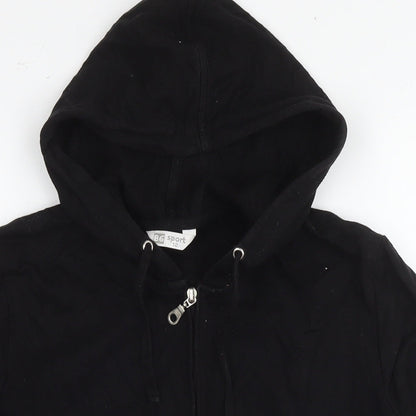 B6 Sport Womens Black Cotton Full Zip Hoodie Size 12 Zip