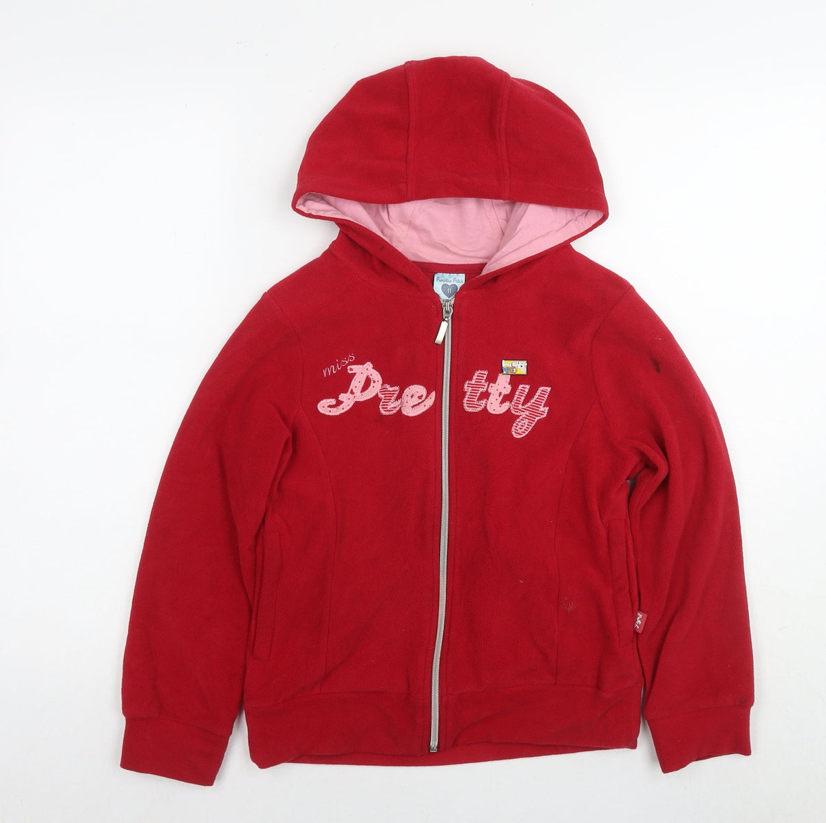 Additional front view of Pumpkin Patch girls’ red jacket, size 11, years zip - miss pretty