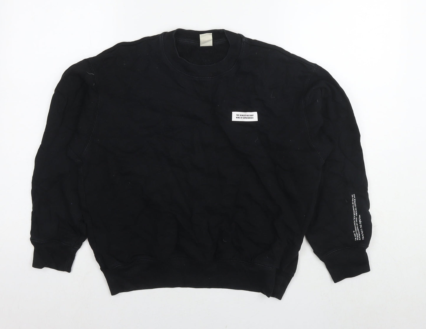 Uniqlo Womens Black Cotton Pullover Sweatshirt Size S Pullover - Quote Text Wings