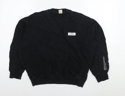 Uniqlo Womens Black Cotton Pullover Sweatshirt Size S Pullover - Quote Text Wings
