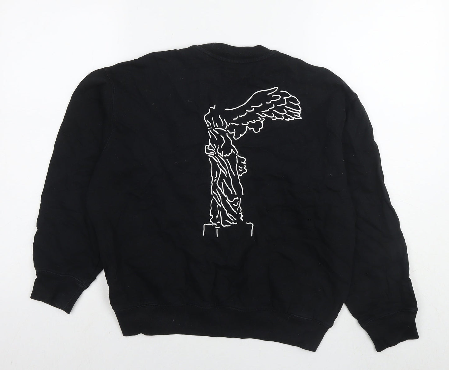 Uniqlo Womens Black Cotton Pullover Sweatshirt Size S Pullover - Quote Text Wings