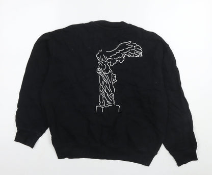 Uniqlo Womens Black Cotton Pullover Sweatshirt Size S Pullover - Quote Text Wings