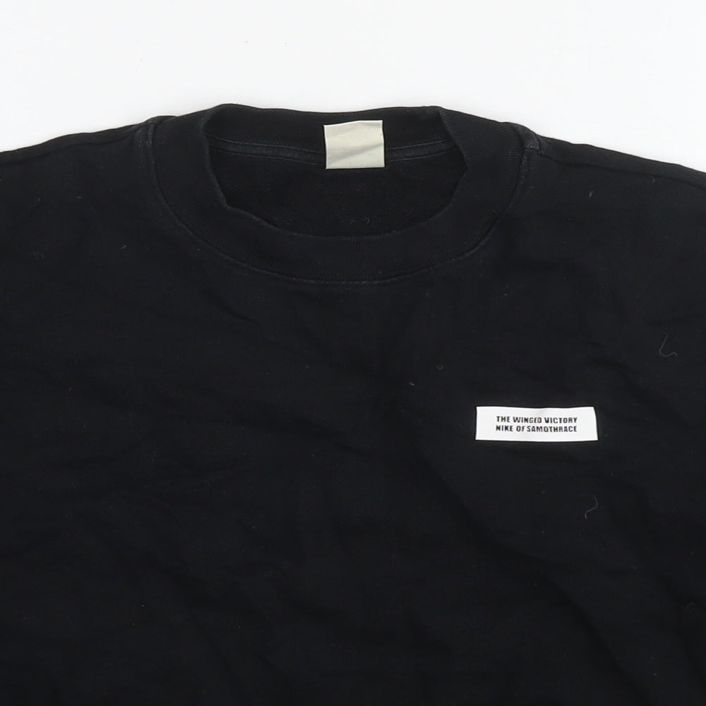Uniqlo Womens Black Cotton Pullover Sweatshirt Size S Pullover - Quote Text Wings